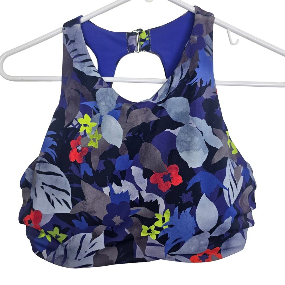 Athleta Bikini Top Floral Bikini Top Athleta High Neck Bikini Top 34D Purple